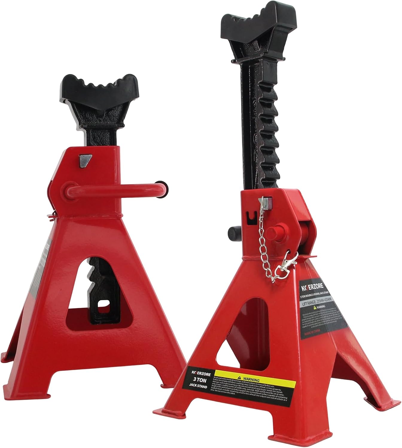 3 Ton Jack Stands, 1 Pair Heavy Duty Steel Car Jack Stands with Double Locking Pins, Adjustable Height for Cars, SUVs, Sedans and Vehicle Repair Maintenance(Red)