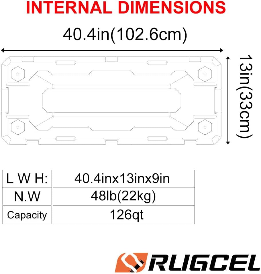 RUGCEL 126QT Waterproof Dry Box Off-Road for Camping, Trunk, Roof Rack
