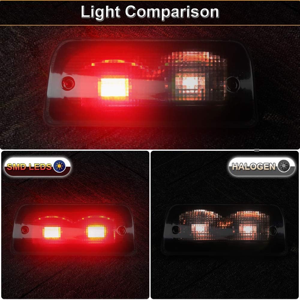 3rd Third Brake Light Lens Smoked Cover with Seal Gasket Extended Cab Only Compatible with 1994-2003 Chevy S10 GMC Sonoma 1997-2000 Isuzu Hombre High Mount Stop Lamp Assembly