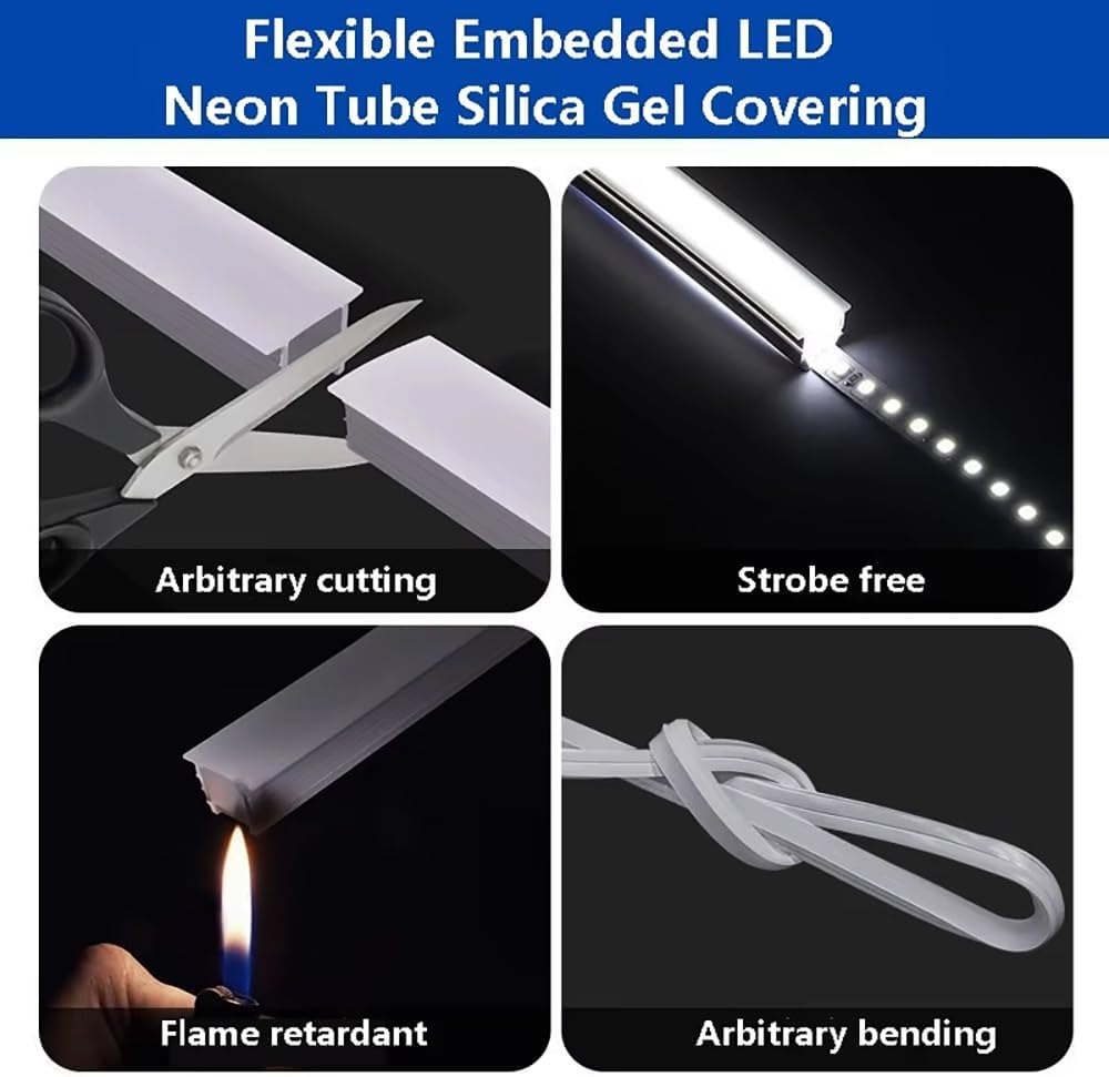 3 Meter Cuttable LED Neon Silicone Channel - Customizable Length for LED Strips | White,F2014