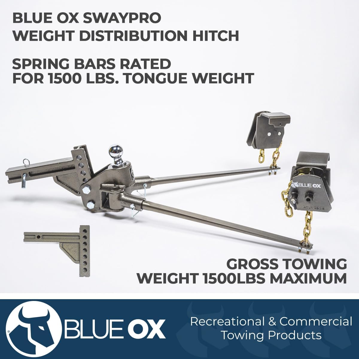 Blue Ox BXW2000 SwayPro Weight Distributing Hitch | 9 Hole Shank, 2000lbs Tongue, 20000lbs Towing, 2-1/2″ Receiver | Quick & Simple to Use