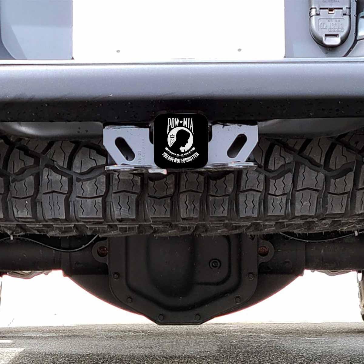 POW MIA Flag Car Rear Hitch Covers You are Not Forgotten Flag Square Trailer Hitch Cover Tube Plug Insert, 2" Towing Rear Hitch Cover for Car Truck, Easy to Install