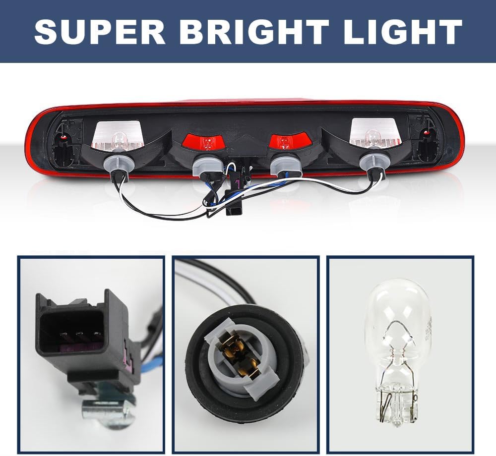 PIT66 3rd Brake Light, Fit Chevy Silverado GMC Sierra 1500 2008-2013 | Compatible with Chevy Silverado GMC Sierra 2500 HD 3500 HD 2008-2014 25890530 Cargo Lamp High Mount Stop Light