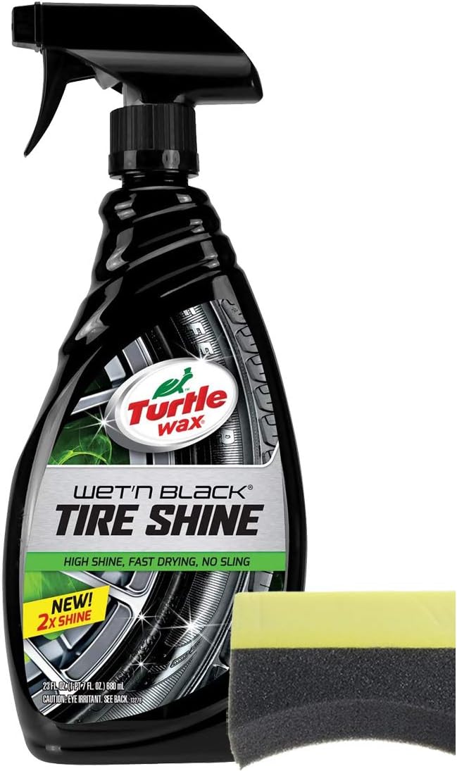 Turtle Wax Wet n' Black Tire Shine (23 oz) Bundle with 1 Applicator Pad (2 Items)