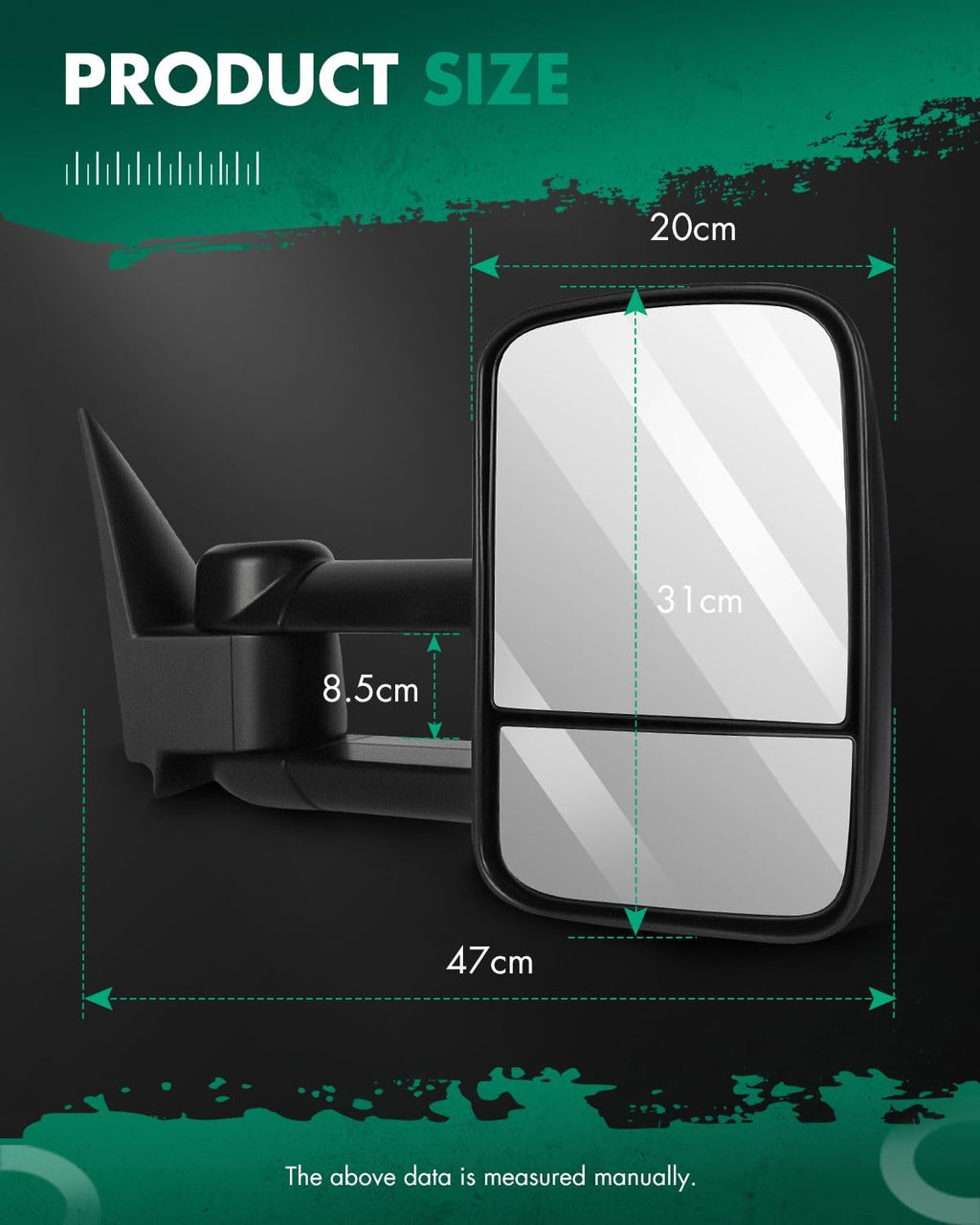 SCITOO Towing Mirrors Fit Chevy GMC Exterior Accessories Mirrors Fit 1999-2007 Chevy/GMC Silverado/Sierra 1500 2500HD 3500HD with Convex Glass Manual Controlling and Telescoping Features