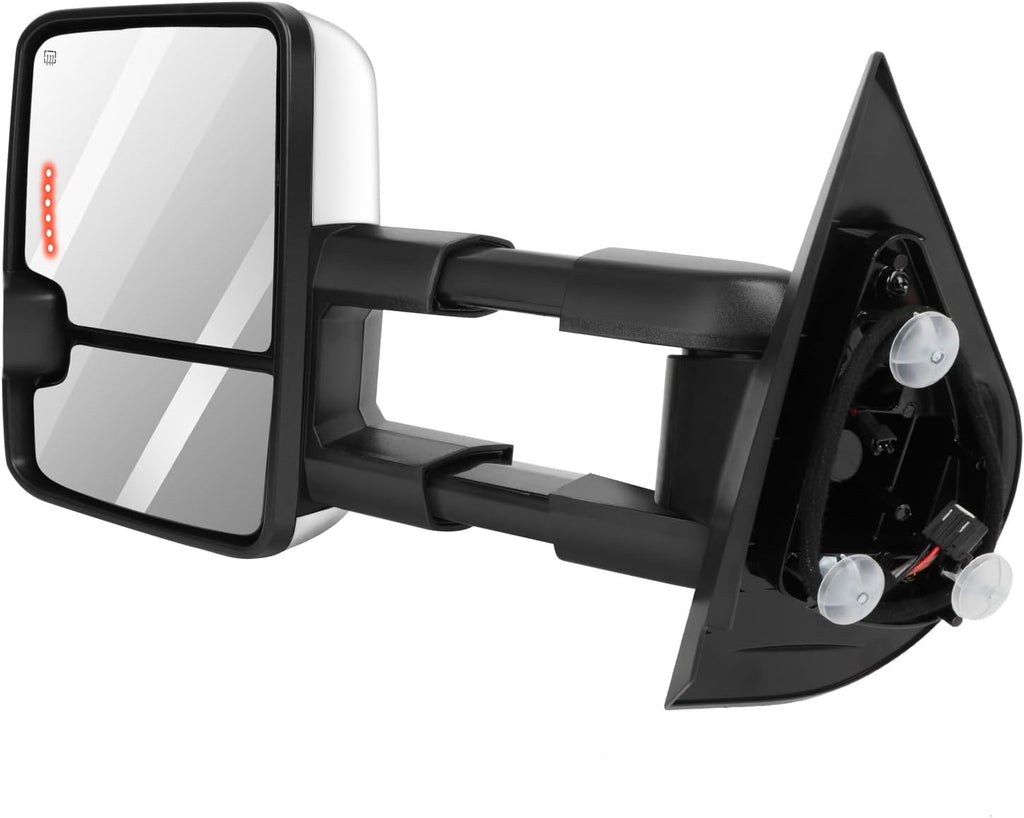 Tow Mirrors Pair suitable for 2007-2014 For Chevy Silverado For GMC Sierra 1500/2500 HD/3500 with Power Adjusted Heated LED Turn Signal Running Width Light BlackTowing Mirrors