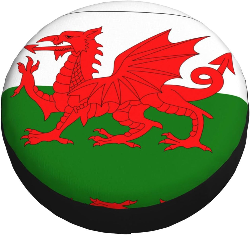 Flag of Wales Print Universal Spare Tire Cover for RV, Jeep | Wheel Protector Fits Rv, Trailer, Jeep, Shield Tires From Sun, Dirt And Rain For Outdoor Storage