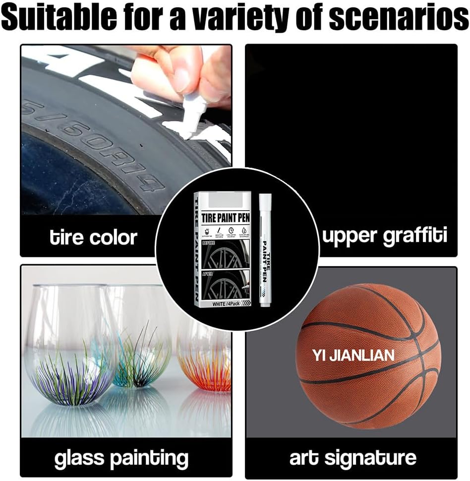 White Marker Pen Tire Paint Marker Pen Oil Based Car Tire Graffiti Tracing Pen for Auto Rubber Tyre Tread
