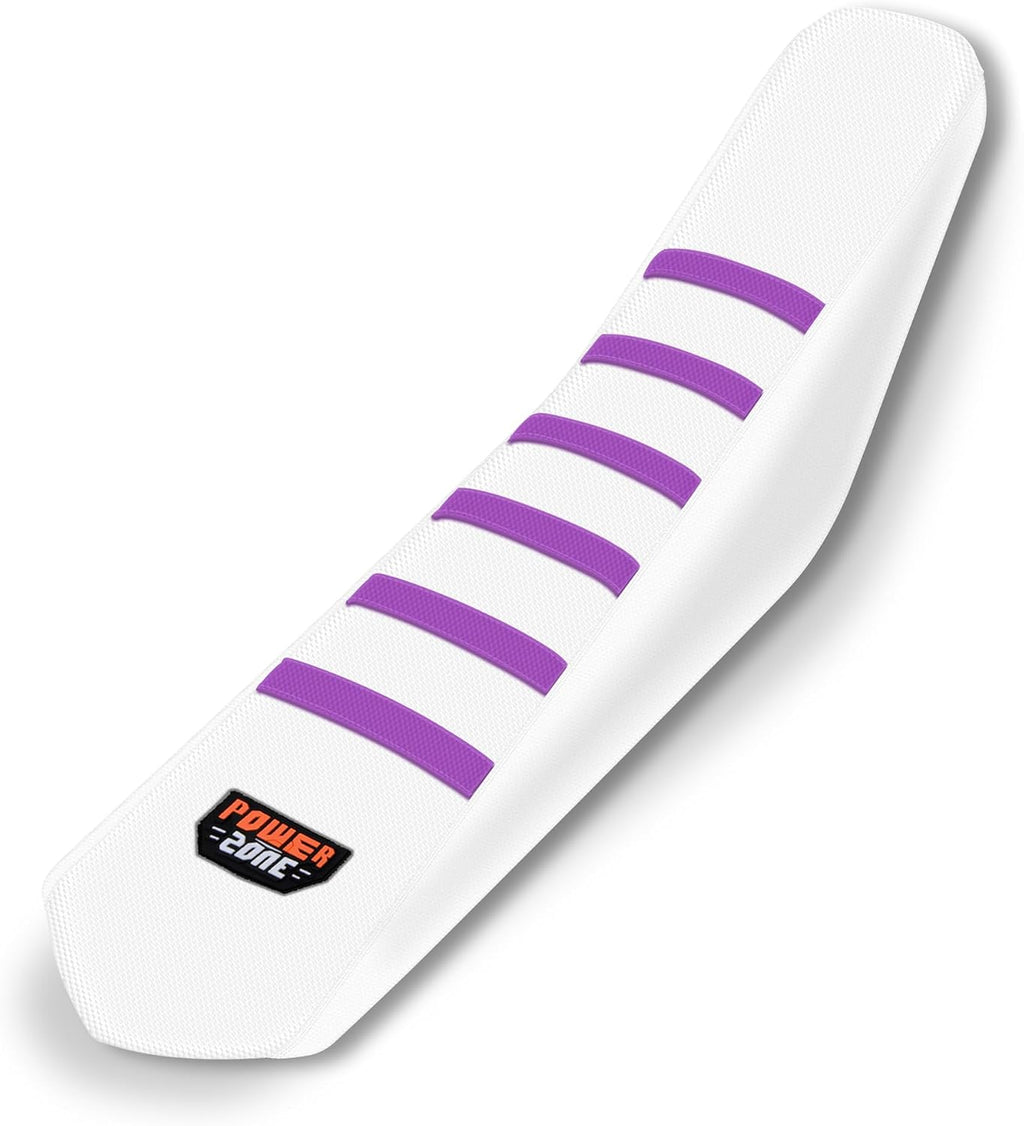 Universal White Dirt Bike Seat Cover, 6 Ribs Motorcycle Enduro Soft Dirt Pit Bike Seat Covers (Purple)