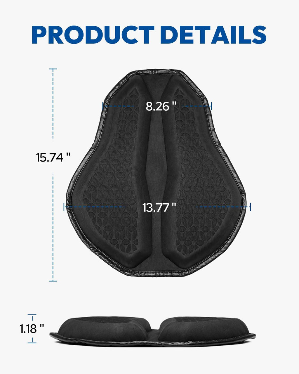 Motorcycle Seat Cushion, Universal Motorcycle Gel Seat Pad, Large 3D-Honeycomb Structure Shake Rider Cushion TPE Shock Absorption and Breathable for Long Rides
