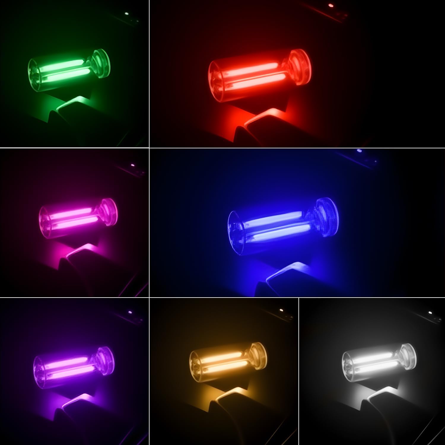 2 PCS Car USB Lights, Plug-in Retro Car Atmosphere Lamp with Touch Dimmable, Portable Mini Glass Bottle LED Bulb Night Lights for Vehicle Bedroom Hallway Camping Holiday Decoration (Blue)