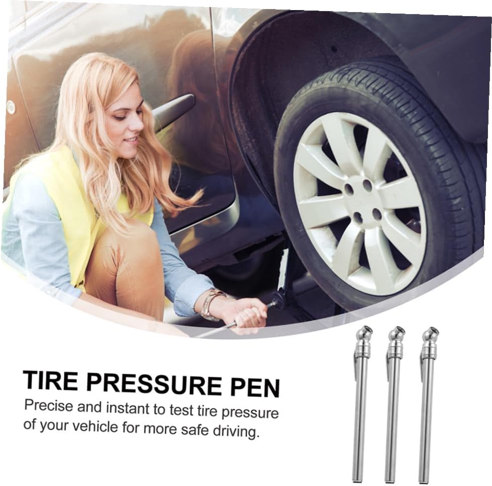 Pencil Tire Pressure Gauge 5pcs Silver Auto Tire Pressure Checker Pen for Car Wheel Maintenance Vehicle Repair Tool