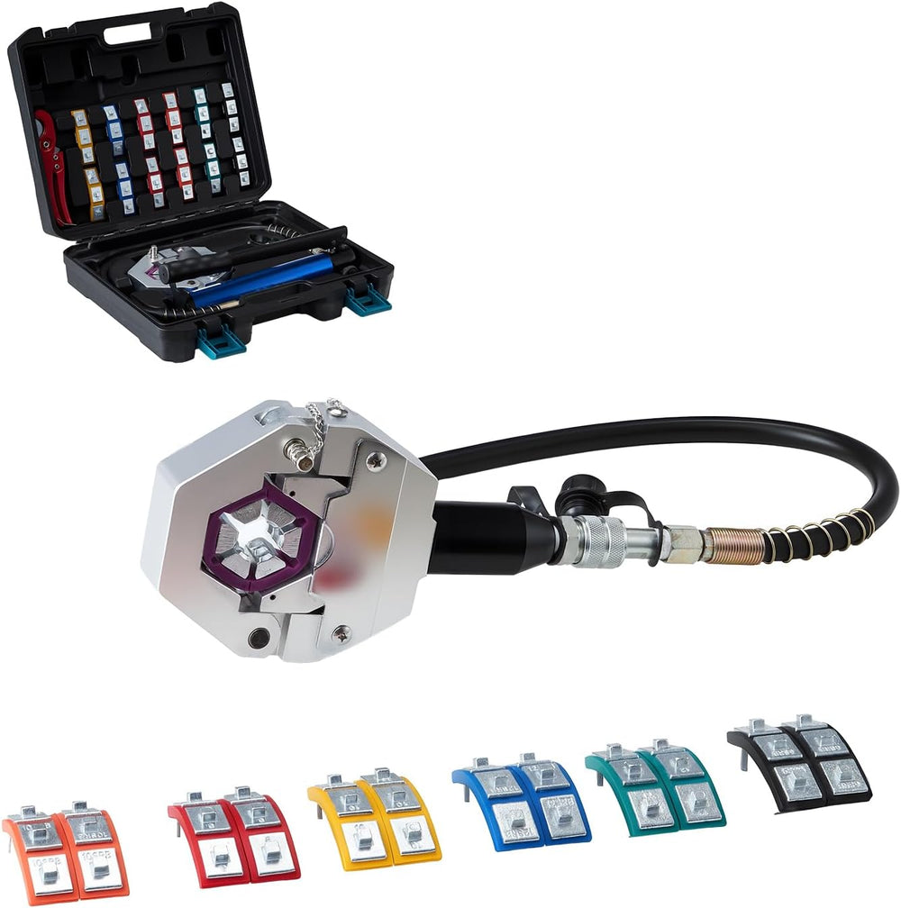 VEVOR Hydraulic Hose Crimper, Hydra-Krimp AC Hose Crimper Kit with 7 Dies Sna...