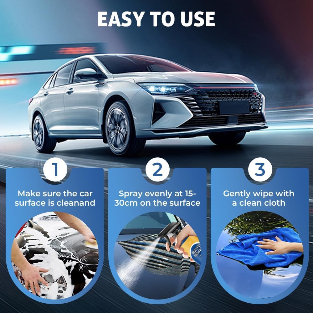 Advanced Car Quick Acting Coating Agent Spray for Vehicles, Nano Quick Coat Restore | Waterless Wash Wax & Glass Cleaner (1 PCS)
