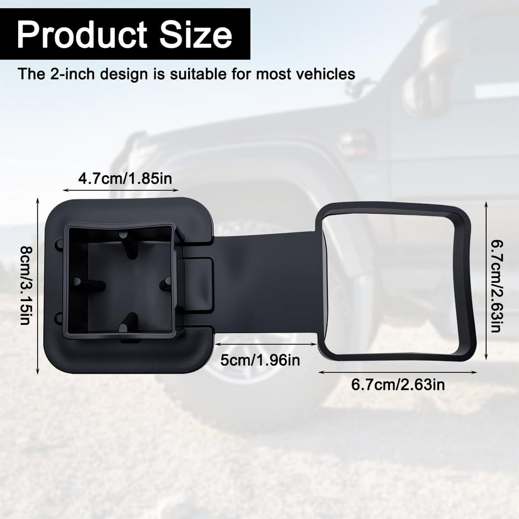 2 Inch Rubber Trailer Hitch Cover, Anti-Drop Strap Tube Plug Cap, Fits Most 2" x 2" Vehicle Hitch Receivers for Trucks, SUVs, ATV, Jeeps, RV – Exterior Accessories (1 Pack)