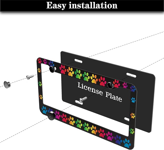 License Plate Holder Rainbow License Plate Frames Colors of The Rainbow Dog Paw - Image 7