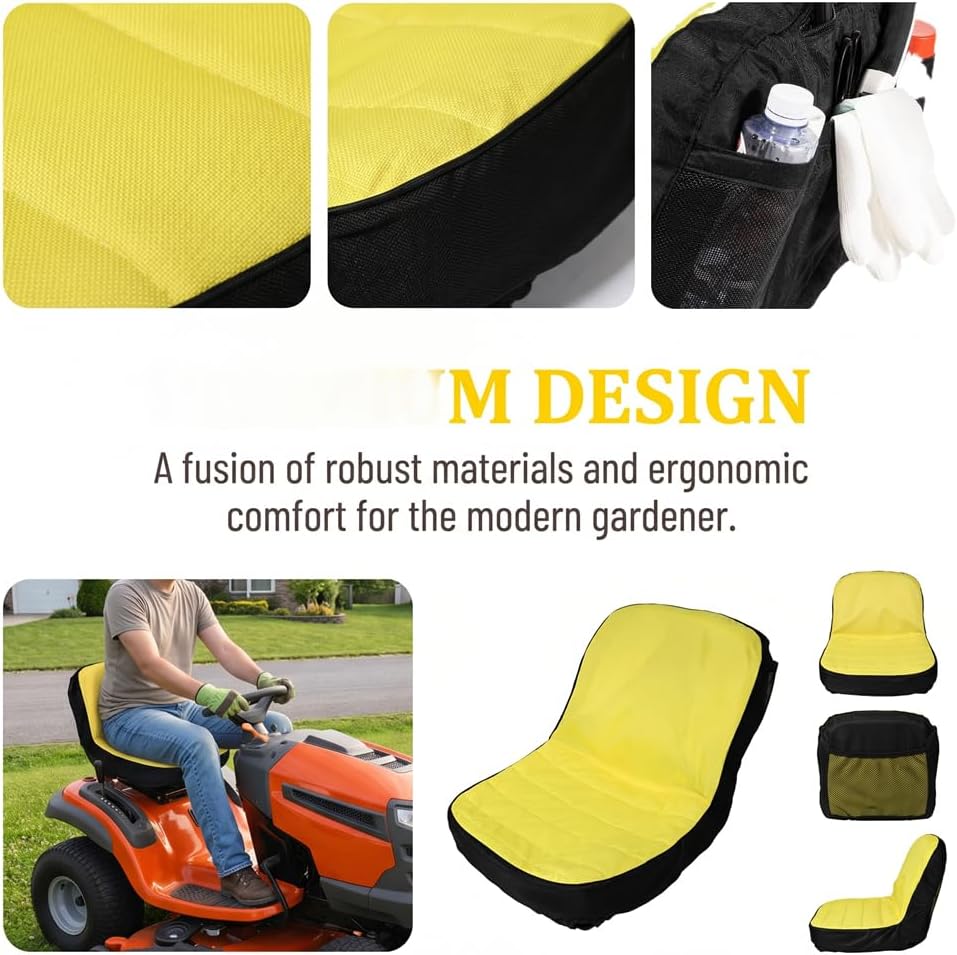 1pcRiding Lawn Mower Seat Cover - Heavy-Duty Oxford 300D Fabric, Non-Slip Surface, Compatible with Mower Tractors, Seats up to 18" High - All-Weather Protection, Easy Installation