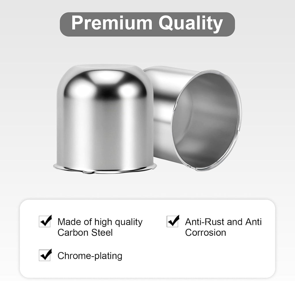 3.31" Push Through Center Caps for Trailer Truck RV Wheel Rims 3.31" Center Bore Chrome Carbon Steel, 3.31" Center Hole, 3.03" Height, 4Pack, Silver