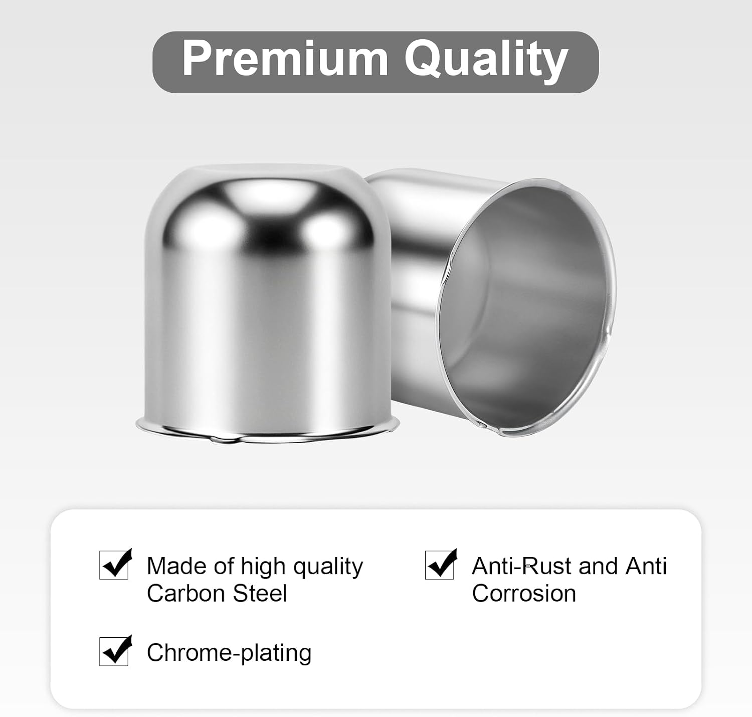 3.31" Push Through Center Caps for Trailer Truck RV Wheel Rims 3.31" Center Bore Chrome Carbon Steel, 3.31" Center Hole, 3.03" Height, 4Pack, Silver