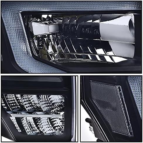 PIT66 LED DRL Headlights Assembly Fit 2009-2014 Ford F150 faros delanteros | Smoke Lens, Black Housing, Clear Reflector, Driver & Passenger Side Head Lamps