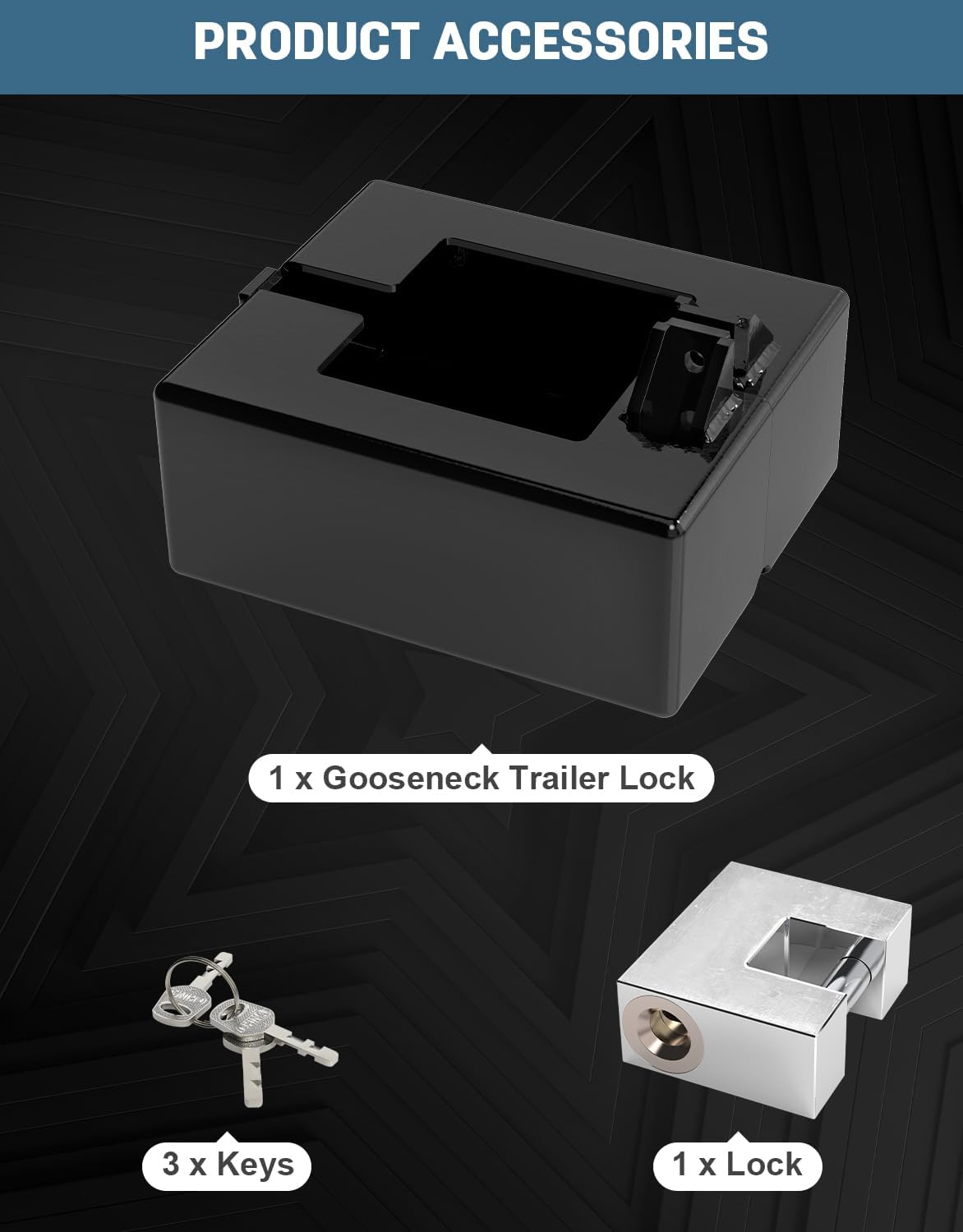 Upgraded Gooseneck Trailer Lock, Gooseneck Locks for Round and Square Trailer Tubes, Heavy Duty Locks for Most 7-Inch Baseboard Couplers - Black