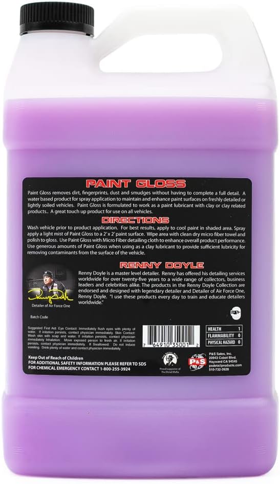 P & S PROFESSIONAL DETAIL PRODUCTS Paint Gloss Showroom Spray N Shine - Professional Car Detailing Spray with Excellent Clay Lubricant, Removes Dirt, Fingerprints, Dust, and Smudges - 1 Gallon
