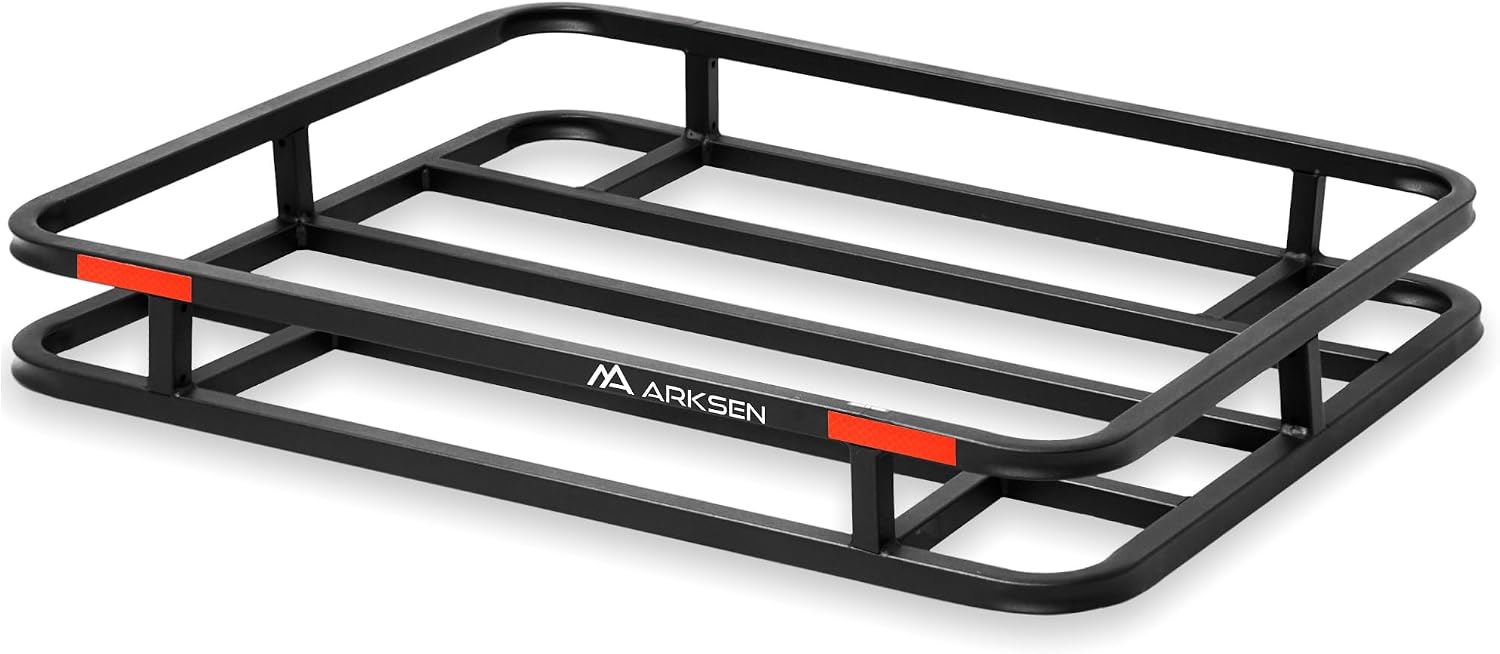 ARKSEN 32 x 26 x 4 Inch Heavy Duty Bumper Mounted Cargo Rack Carrier 350 Lbs Capacity Luggage Basket Hitch for RV, Camping, Traveling