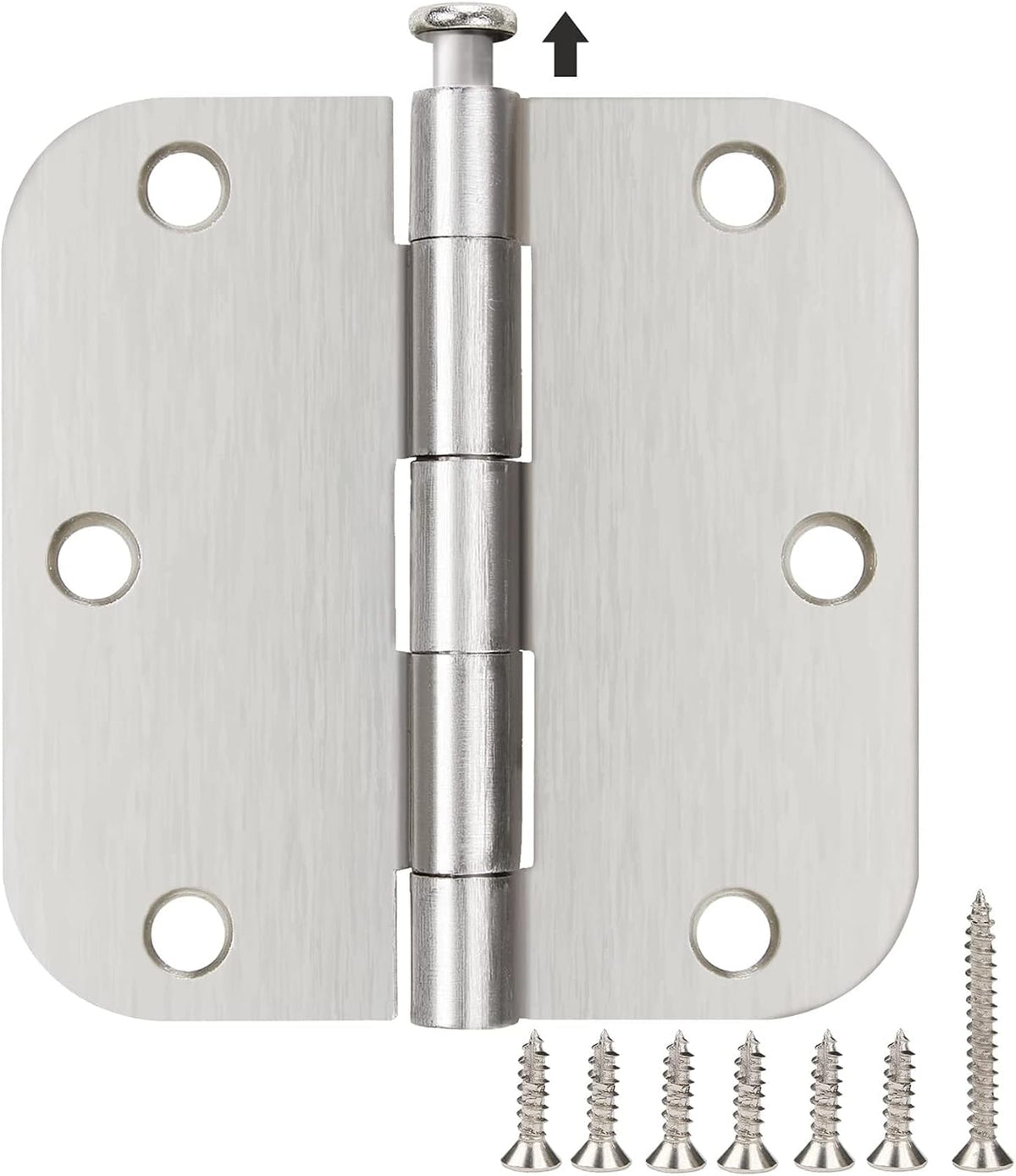 42 Pack Rounded Door Hinges Brushed Nickel 3.5 Inch Interior 5/8" 3-1/2" Flat