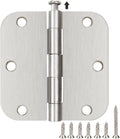 42 Pack Rounded Door Hinges Brushed Nickel 3.5 Inch Interior 5/8" 3-1/2" Flat