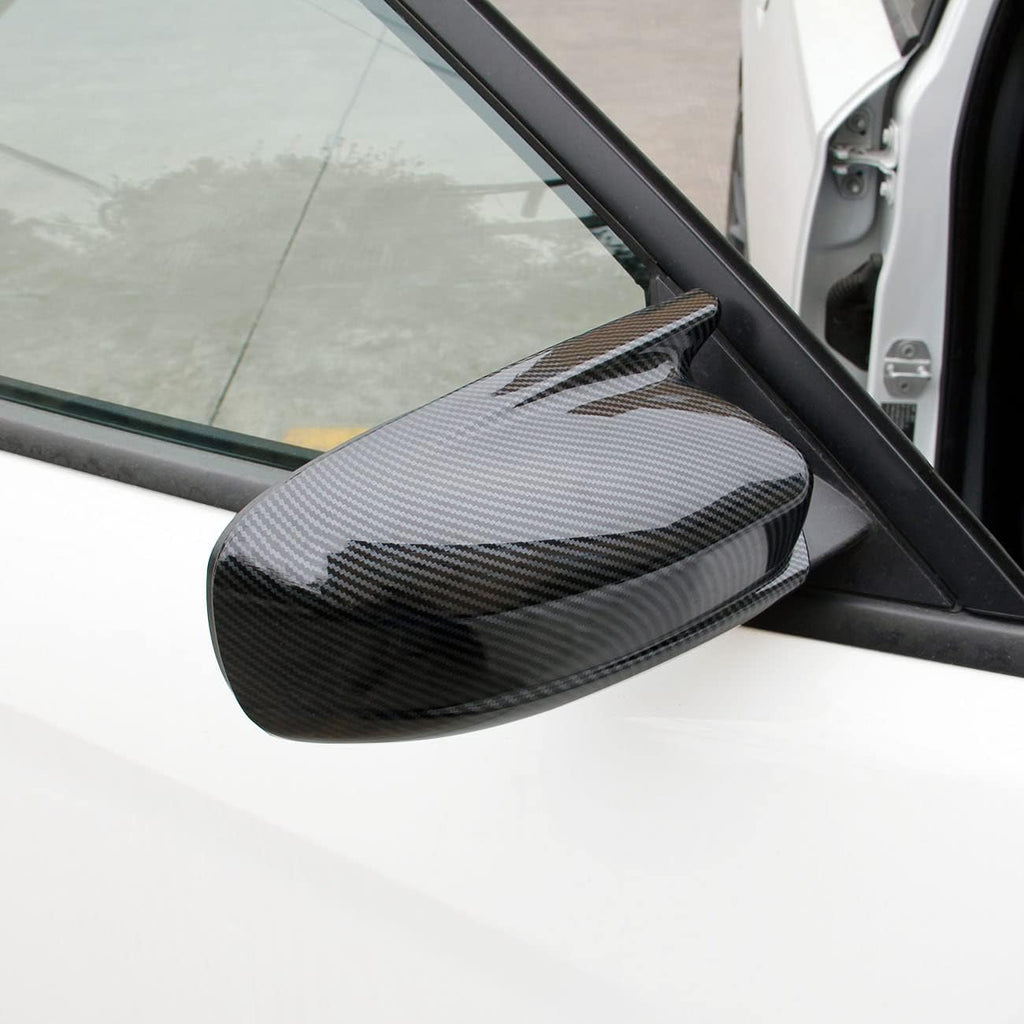 Crosselec Carbon Fiber Side Door Mirror Cover Molding Trim for Dodge Charger 2011-2021 (Carbon Fiber Pattern(Horn Style))