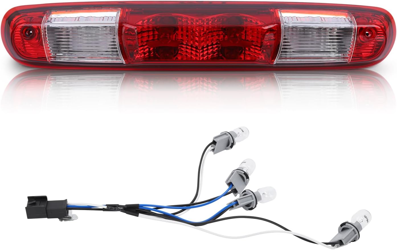 Third Brake Light Assembly Compatible with 2006 2007 2008 2010 2011 2012 2013 Chevy Silverado GMC Sierra 1500 2500 3500 Tail Lights Accessories Cargo High Mount Brake Light (Red/White, Original)