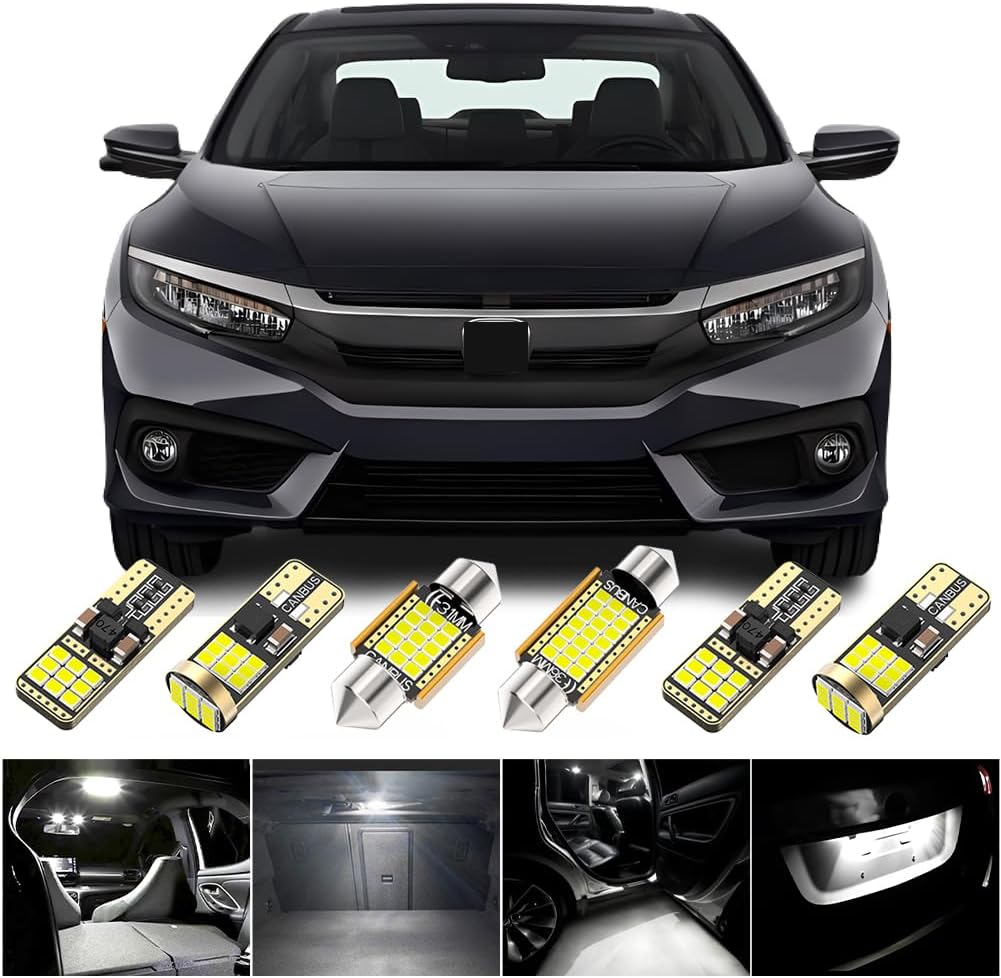 BMT xms LED Interior Light Kit Replacement for Honda Civic 5D 10th 2013-2023,6000K Cool White LED Car Interior Lights, 8 Pieces