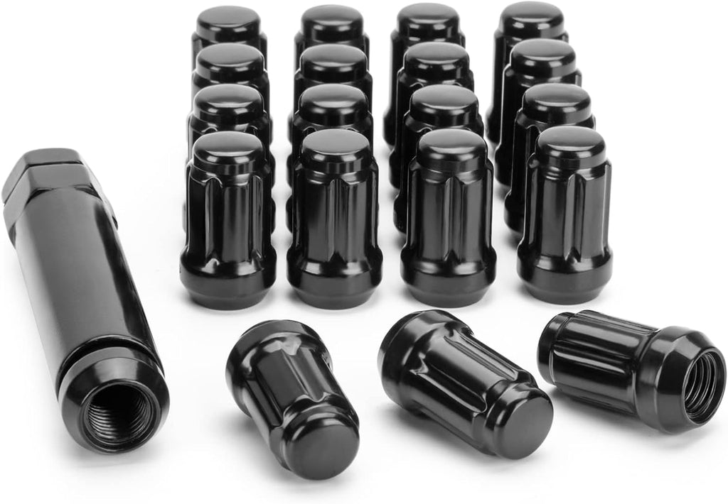 M12x1.5 Lug Nuts, 16pcs 6 Spline LugNut with Socket for Polaris RZR, ATV 12x1.5 Black Wheel LugNuts for Ranger XP 900/1000 Can Am X3 Honda Pioneer 1000 General RZR Turbo/Turbo S on UTV's Wheels
