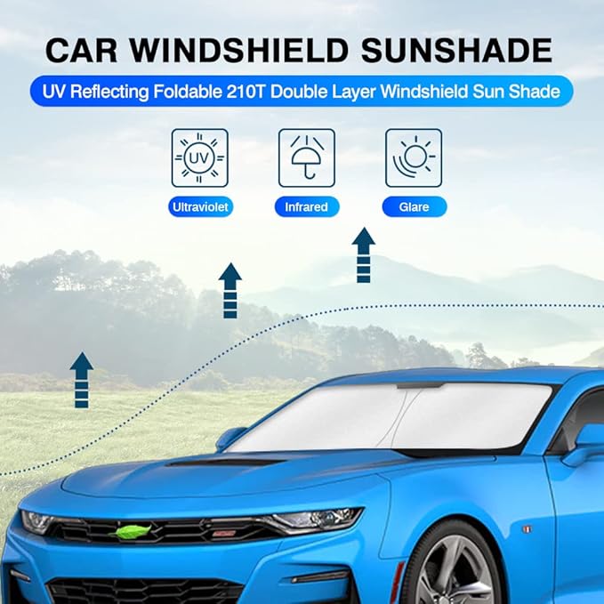 KUST Windshield Sun Shade for 2016-2024 Chevrolet Chevy Camaro Accessories - Image 2