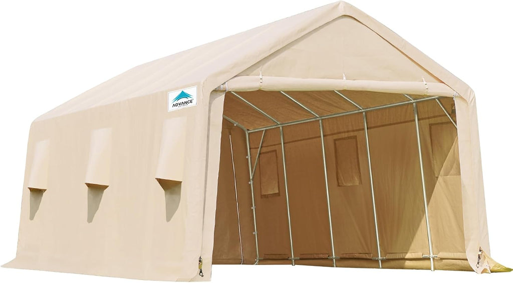 ADVANCE OUTDOOR 13x20 ft Carport 2 Roll up Doors & Vents Outdoor Portable