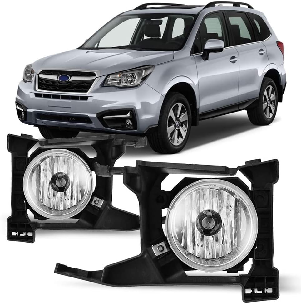 Winjet WJ30-0611-09 Replacement for 2017-2018 Subaru Forester Clear Front Bumper Fog Light Factory Style Set Pair