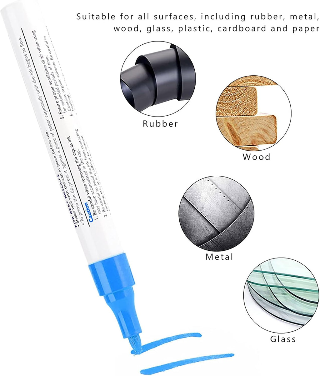 Car Paint Scratch Repair, Waterproof Professional Car Pencil Tire Paint Pen, Pens for Car (Black)(Blue)