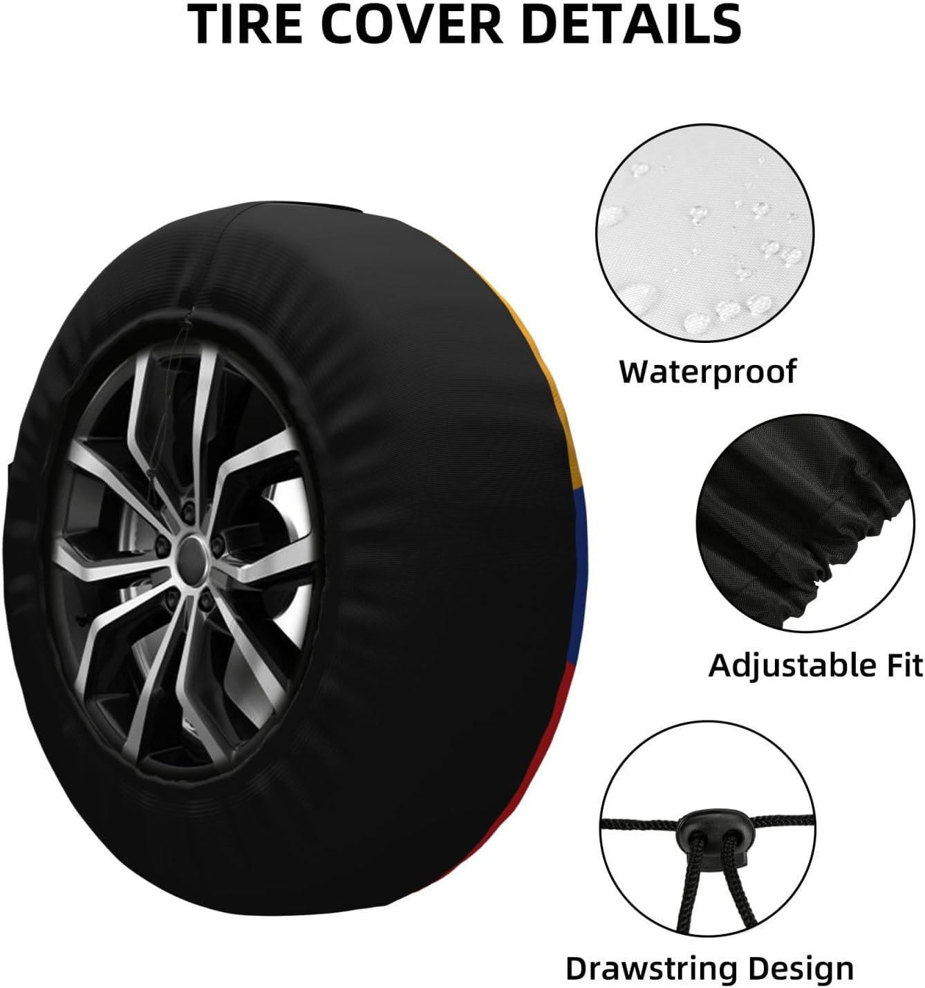 Flag of Armenia Print Universal Spare Tire Cover for RV, Jeep | Wheel Protector Fits Rv, Trailer, Jeep, Shield Tires From Sun, Dirt And Rain For Outdoor Storage