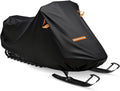 Snowmobile Cover, 420D Durable Oxford Fabric Waterproof sled ski Cover with Reflective Handles, Elastic Bottom (Black L Fits Length 130" x 51" x 48")