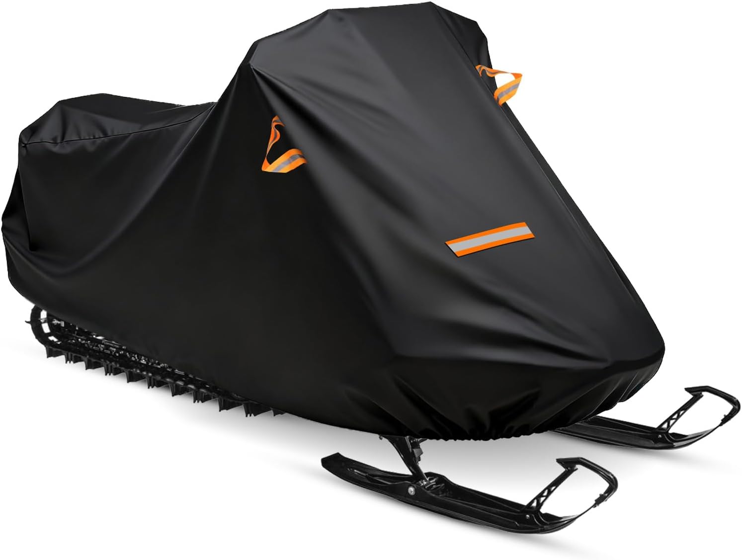 Snowmobile Cover, 420D Durable Oxford Fabric Waterproof sled ski Cover with Reflective Handles, Elastic Bottom (Black L Fits Length 130" x 51" x 48")