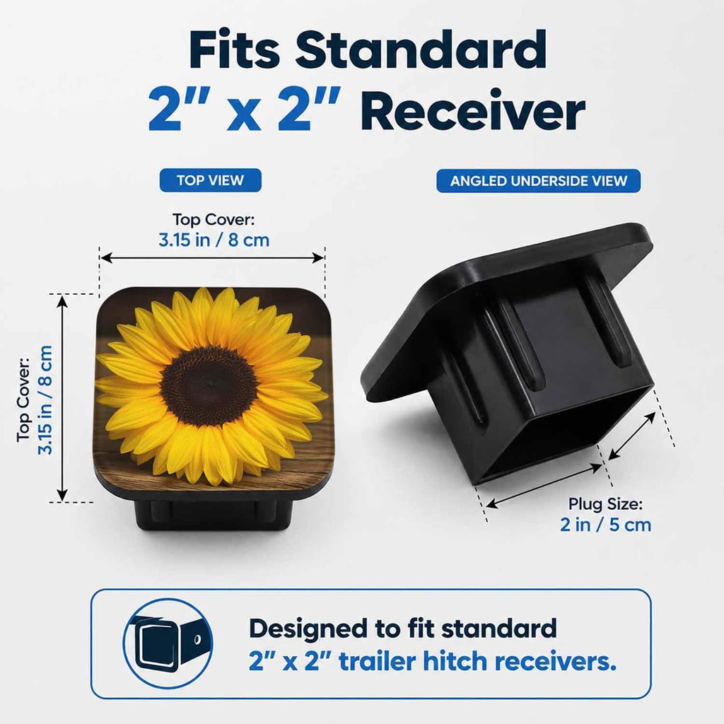 Trailer Hitch Covers Yellow Sunflower Heavy Duty 2 Inch Hitch Cover for Weather Protection, Rubber Hitch Receiver Cover Plug Cap for Trucks SUVs and Off-Road Vehicles