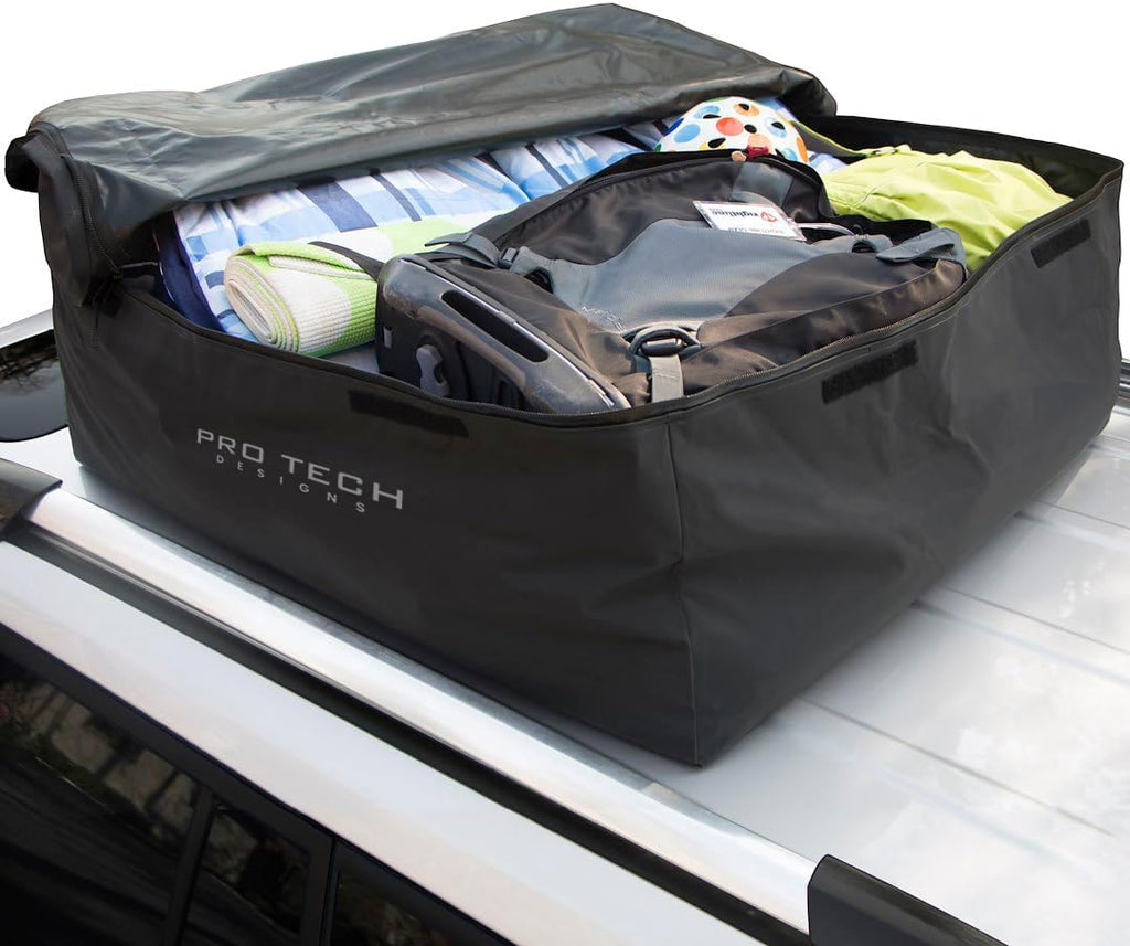 Journeyer 18 Waterproof Rooftop Cargo Carrier Bag, 18 Cubic Feet Vehicle Roof Storage with Straps & Door Hooks, Heavy Duty Car Top Carrier for SUVs, Vans, RVs & Trucks, 48" x 36" x 18"