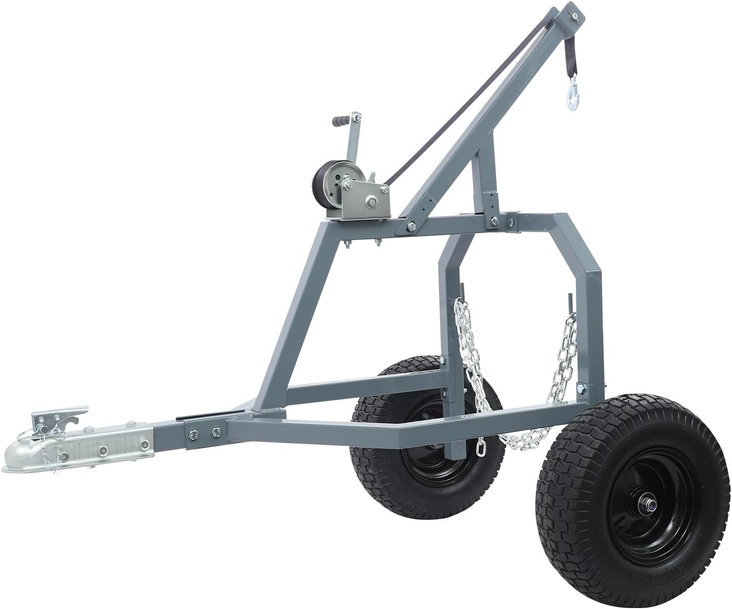 Log Skidding Arch, 24in Diameter 1600lbs Capacity ATV Trailer, Ball-Type Trailer Hitch Mounted Log Dolly, Heavy-Duty ATV Dolly with Two 16in Pneumatic Tires for Vehicles