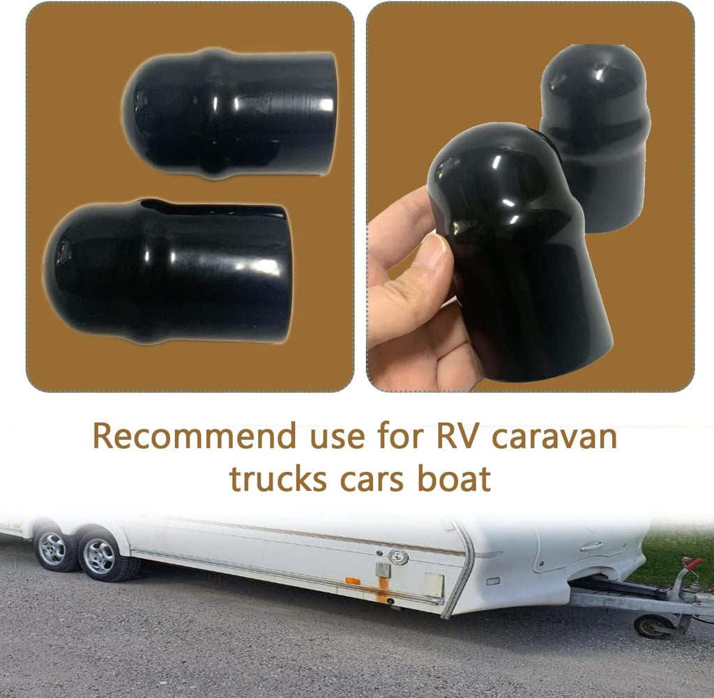 RV Trailer Hitch Ball Cover, Waterproof Heavy Duty Towball Protect Cap for Trucks, Boat, Caravan (2inch Dia), Black, 2 Inch (54343) Count of 2