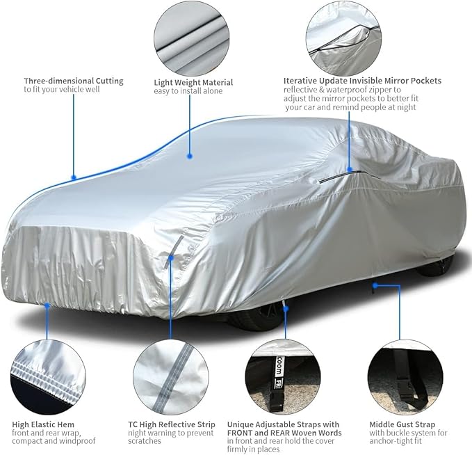 Tecoom Car Cover Fit for Mazda MX-5, Alpine A110, Audi TT Coupe, Toyota GR86 - Image 2