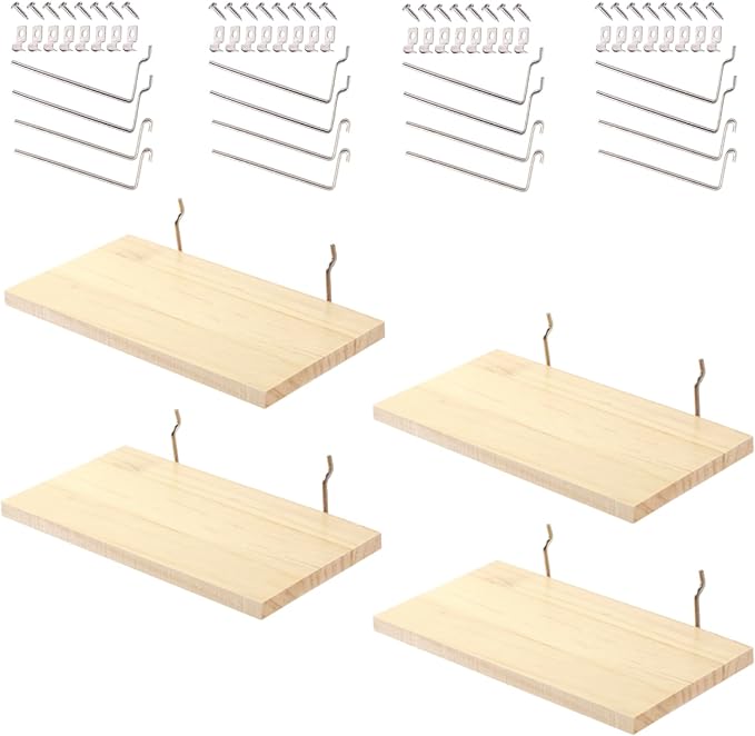 Shelves for PegBoard, Pine Wooden Pegboard Shelf Wall Organizer, Wooden Board by Unknown