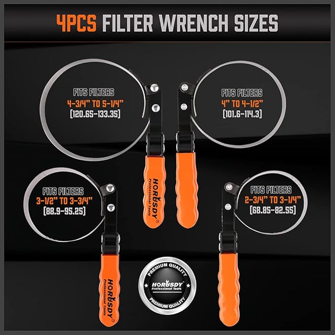 HORUSDY 5-Piece Standard Swivel Oil Filter Wrench, 2-3/4" - Image 3