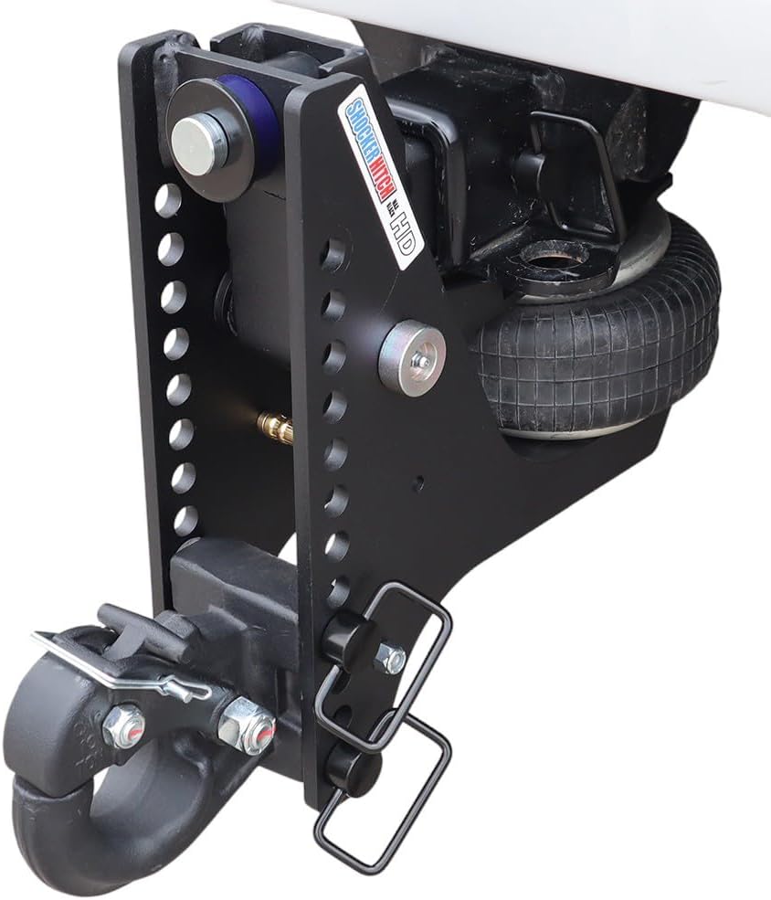 Shocker HD Max Black Super Drop Air Hitch Farm Mount Tow Kit - Fits 2-1/2" Hitch - Black Combo 2" & 2-5/16" Balls, Pintle, Drawbar & Clevis - 20,000 lbs