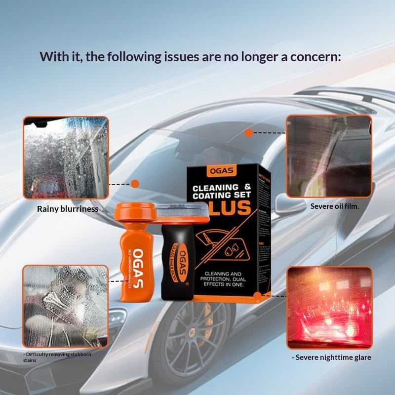 [Oil Film Remover for Car Windshields] Automotive q4 Glass Cleaner for Oil Residue & Road Grime, Streak-Free Formula Improves Visibility, Safe for Exterior Auto Glass (with car glass coating)