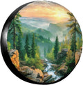 Watercolor Mountain Landscape Spare Tire Cover, Nature Style Waterproof Wheel Protector Covers Universal for Rv Suvs Trucks Camper Travel Trailers, 14 inch